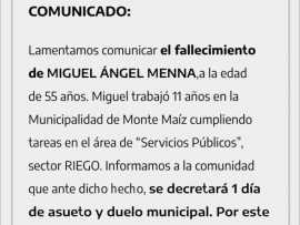 FALLECIÓ EMPLEADO MUNICIPAL