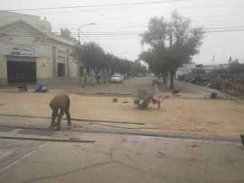 Primera cuadra de peatonal con adoquines