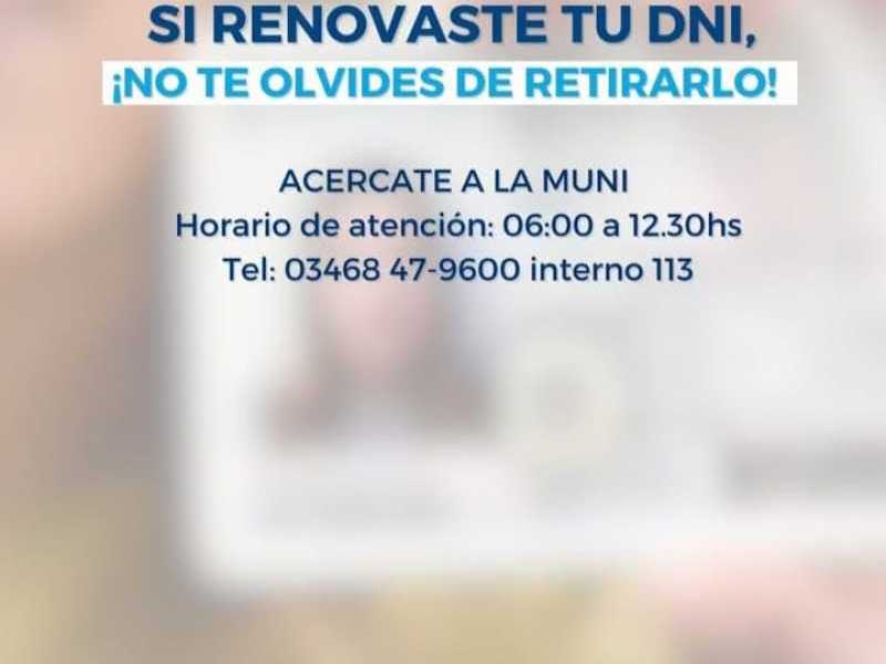 DNI listos para retirar