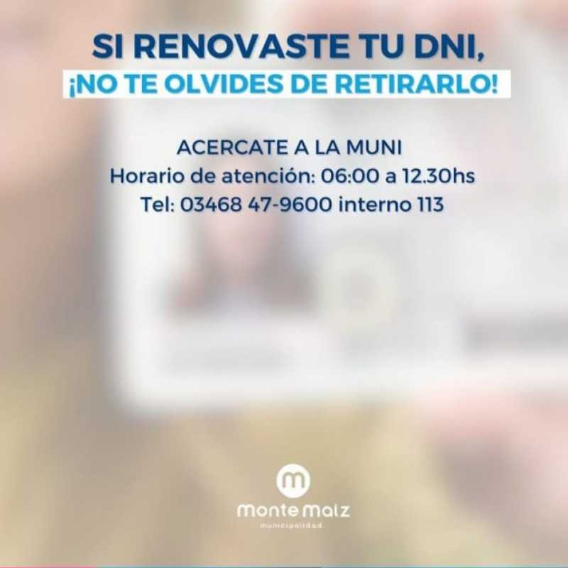 DNI listos para retirar