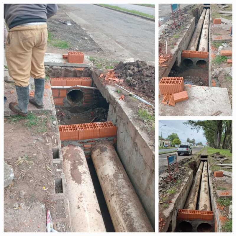 Mejoras en desagüe de la Colectora Alfonsín